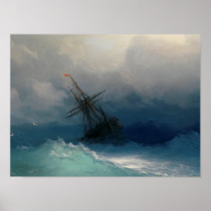 Ivan Aivazovsky - Schiff am Sturmsee Poster