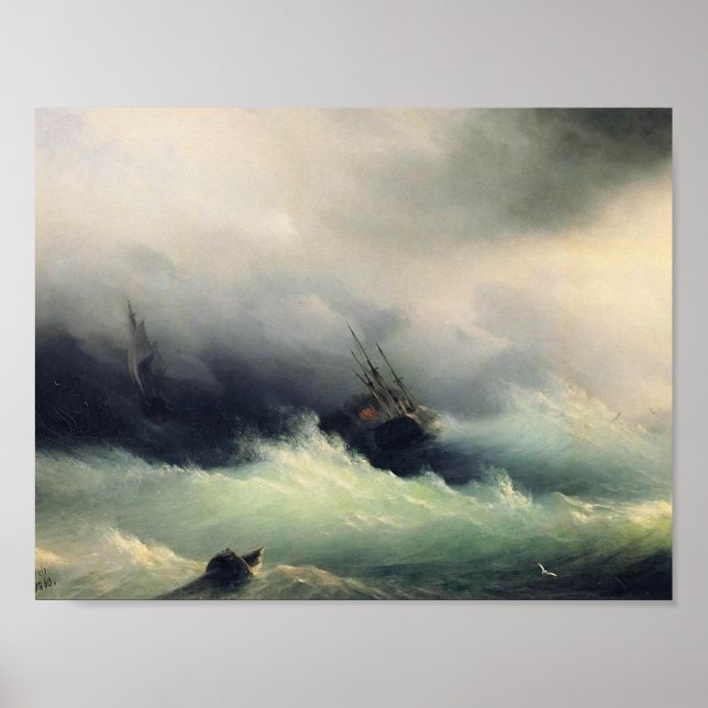 Ivan Aivazovsky - Schiffe im Sturm Poster (Vorne)