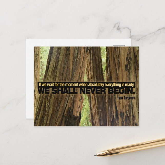 Ivan Turgenev Inspiration Zitat "Ready" Postkarte (Vorderseite/Rückseite Beispiel)