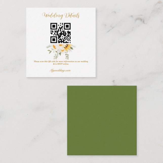 IVANA Elegante Blume Hochzeit Gelb und Weiß Begleitkarte (Vorne/Hinten)