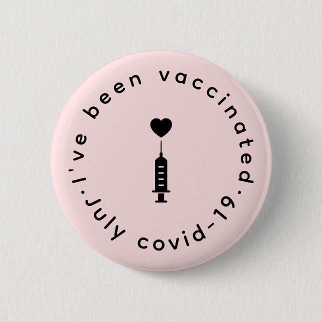I've Been Vaccinated | Pink Cute Heart Safety  Button (Vorderseite)