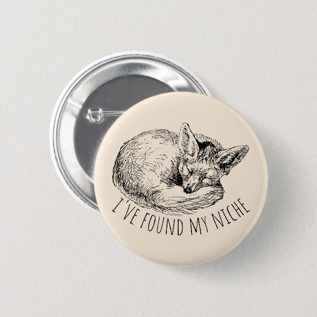 I've Found My Niche Cozy Napping Fox Button (Vorne & Hinten)