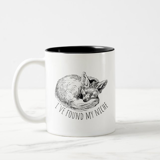 I've Found My Niche Cozy Napping Fox Zweifarbige Tasse (Links)