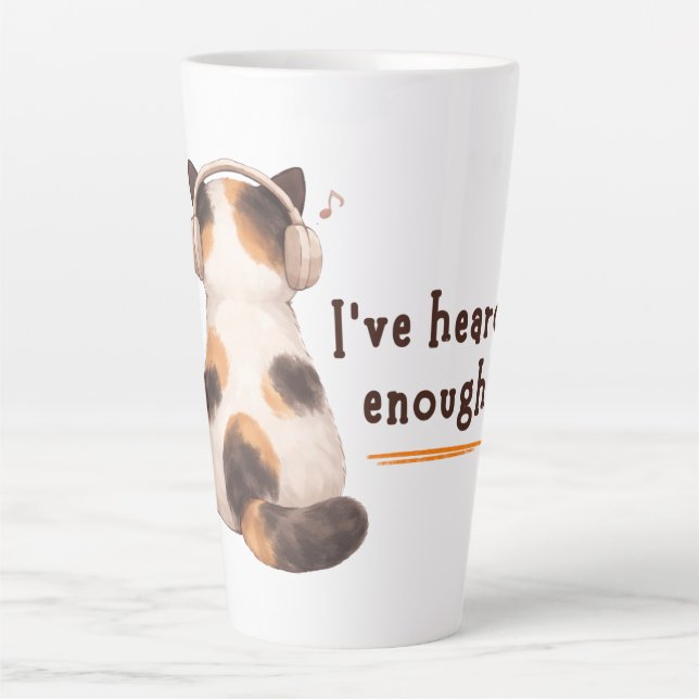 "I've heard enough" Cat Wearing Headphone Milchtasse (Vorderseite)