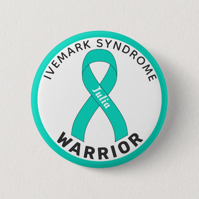 Ivemark Syndrom Warrior Ribbon White Button (Vorderseite)