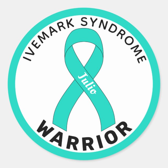 Ivemark Syndrom Warrior Ribbon White Runder Aufkleber (Vorderseite)