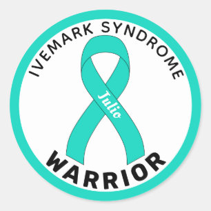 Ivemark Syndrom Warrior Ribbon White Runder Aufkleber