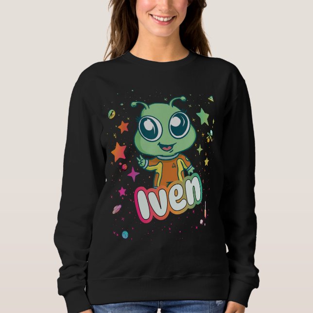 IVEN - Niedlicher Boy Name mit niedlicher Alien Sweatshirt (Vorderseite)