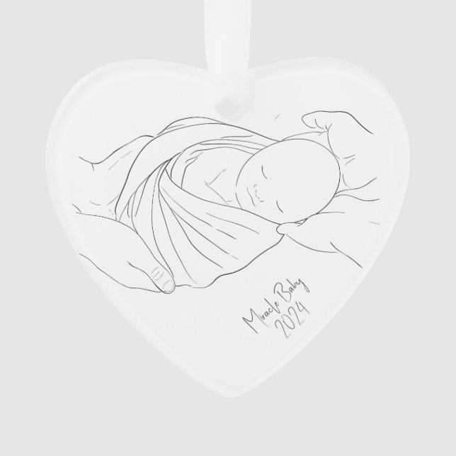 IVF Miracle Baby Simple White Ornament (Vorderseite)