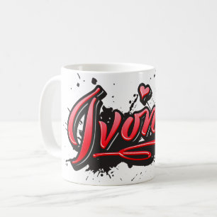 Ivonne red Heart Graffiti Tasse Kaffeetasse