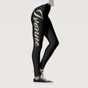 Ivonne white gold Handwriting Hose Leggings