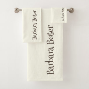 Ivorische Minimalistische Funny Monogram Signature Badhandtuch Set