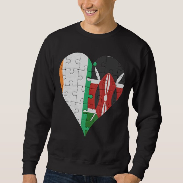 Ivorisches kenianisches Flaggenherz Sweatshirt (Vorderseite)