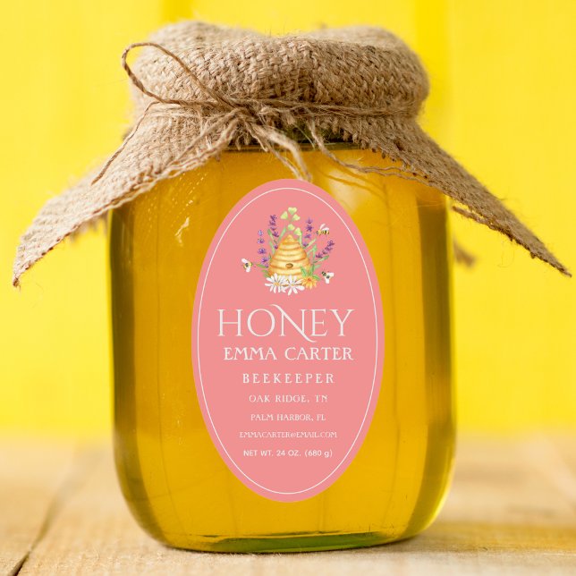 Ivory 24 oz Queen-line Honey Label Ovaler Aufkleber (Honey jar Sticker)