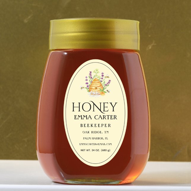 Ivory 24 oz Queen-line Honey Label Ovaler Aufkleber (Honey jar Sticker)