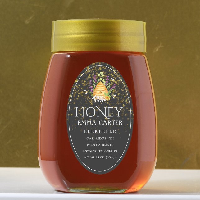 Ivory 24 oz Queen-line Honey Label Ovaler Aufkleber (Honey jar Sticker)