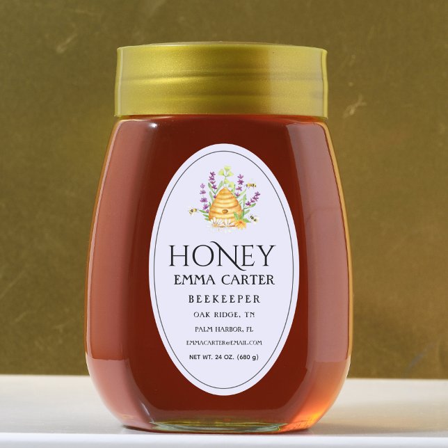 Ivory 24 oz Queen-line Honey Label Ovaler Aufkleber (Honey jar Sticker)