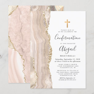 Ivory Agate Gold Glitzer Bestätigung Einladung