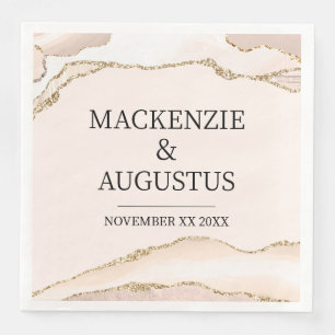 Ivory Agate & Gold Glitzer Braut und Groom Wedding Serviette