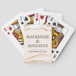 Ivory Agate & Gold Glitzer Braut und Groom Wedding Spielkarten