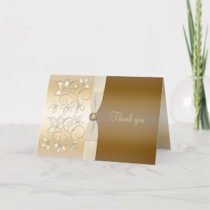 Ivory and Bronze Floral Thank You Card Dankeskarte