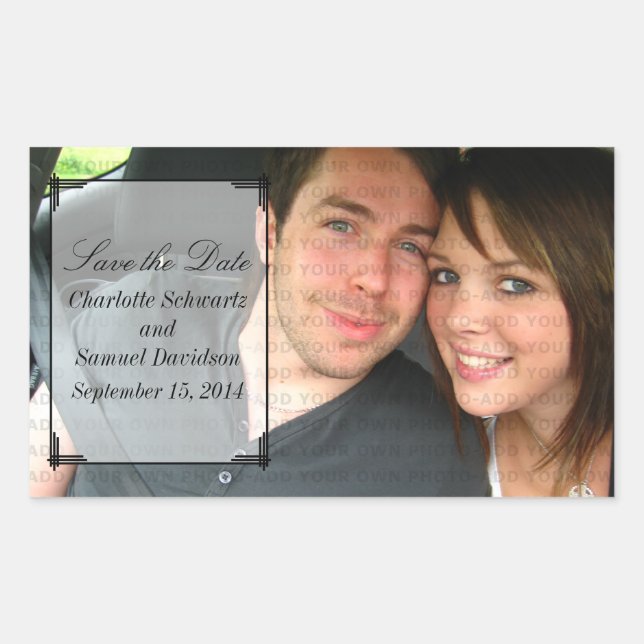 Ivory Art Deco Rahmen Save the Date Stickers (Vorderseite)