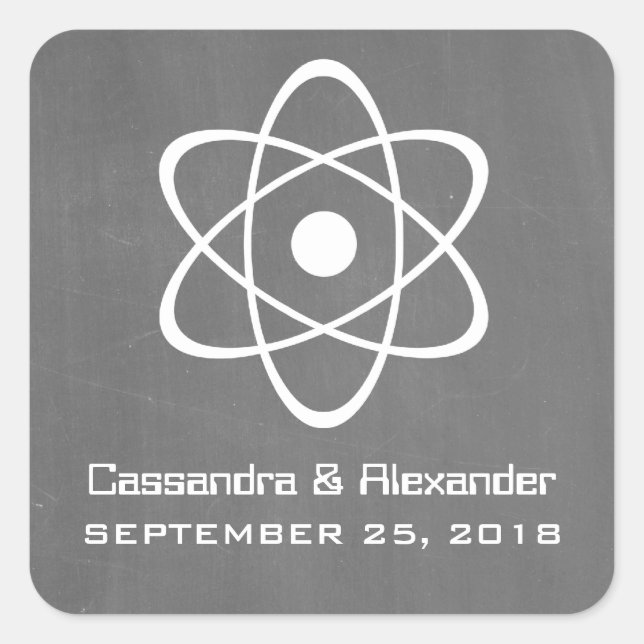 Ivory Atomic Chalkboard Wedding Stickers (Vorderseite)