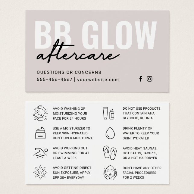 Ivory BB Glow Facial Care Instruction Card (Vorne & Hinten)