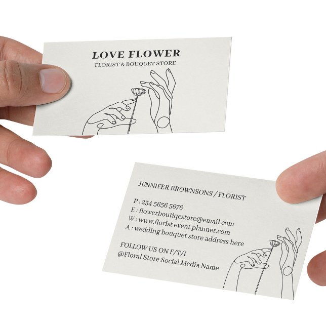 Ivory Beige Florist Handgezeichnet Botanical Visitenkarte (Ivory Beige Florist Handdrawn Botanical Business Card
)