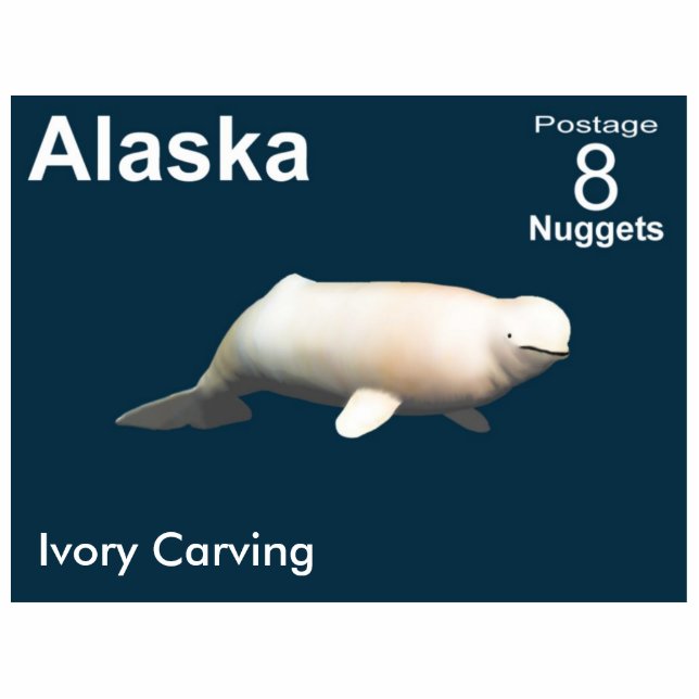 Ivory Beluga Whale - Alaska Postage Fotoskulptur Magnet (Vorne)