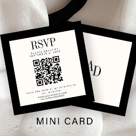 Ivory black classic elegant QR RSVP wedding Begleitkarte