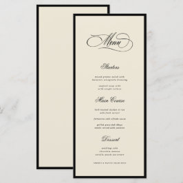 Ivory & Black Old Money Aesthetic Retro Wedding Menükarte