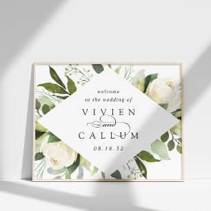 Ivory Bloom   Begrüßung von Aquarellblumen Poster