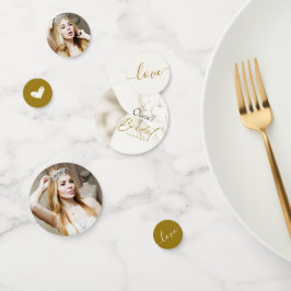 Ivory Bloom & Elegantes Gold Script Brautparty Konfetti