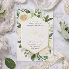Ivory Bloom | Geometrisches Blumenzildchen Folieneinladung