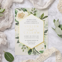 Ivory Bloom | Geometrisches Blumenzildchen Folieneinladung