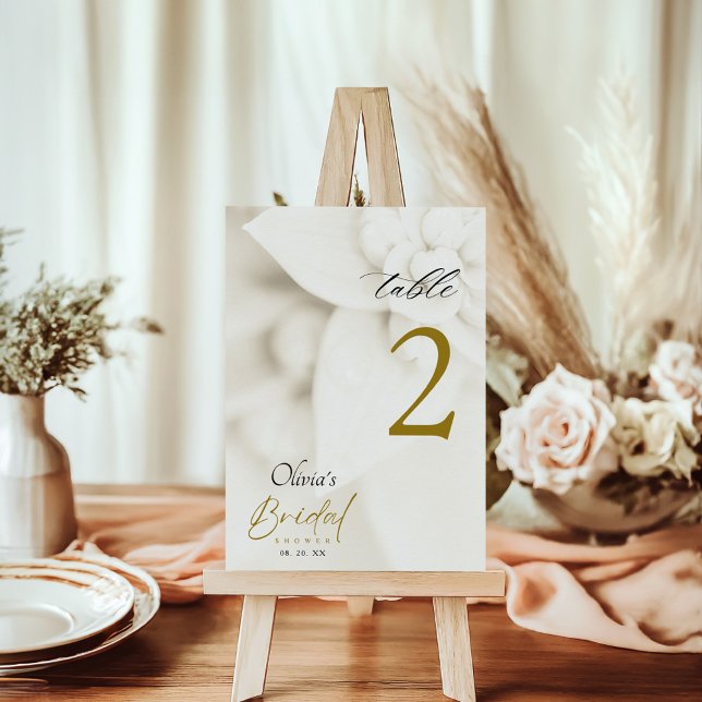 Ivory Bloom & Gold Script Brautparty Tischnummer (Von Creator hochgeladen)