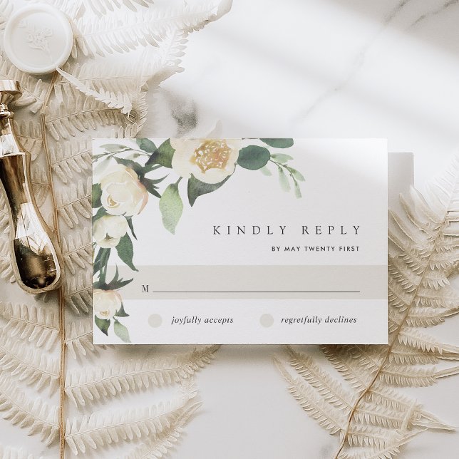 Ivory Bloom | Hochzeit von Wasserfarben RSVP Karte (Von Creator hochgeladen)