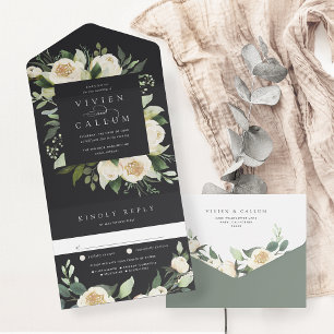 Ivory Bloom   Hochzeitswasser für Wasserfarben All In One Einladung