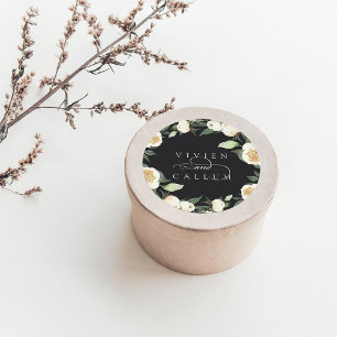Ivory Bloom Personalisierte Blumenzeremonie Runder Aufkleber