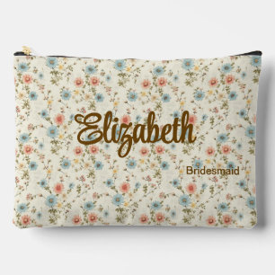 Ivory Blue Blush Romantic Floral Wedding Party Zubehörtasche