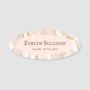 Ivory Blush Agate Name Tag Namensschild