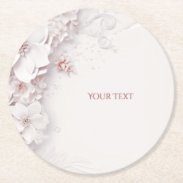 Ivory Blush Pink Floral Paper Untersetzer