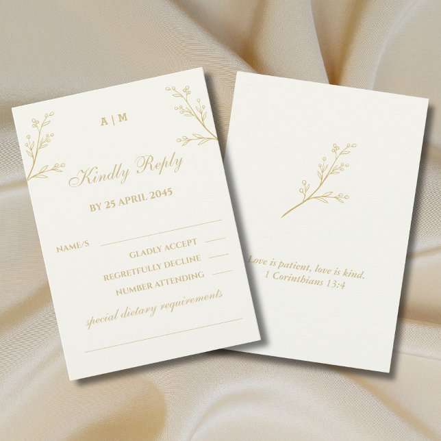 Ivory Botanical Christian Wedding RSVP Card (Von Creator hochgeladen)