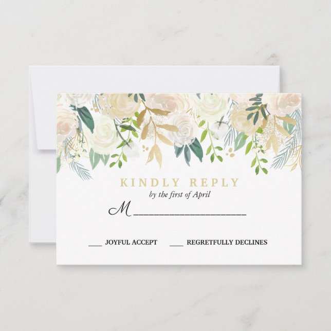 Ivory Bouquet Floral Wedding Response UAWG Pink RSVP Karte (Vorderseite)