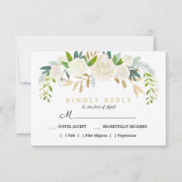 Ivory BouquetFloral Wedding Meal Choice UAWG Mint RSVP Karte