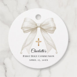 Ivory bow pearls First Holy Communion DIY Geschenkanhänger
