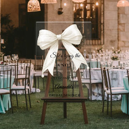 Ivory bow pearls knot Bridal Shower welcome Acrylschild