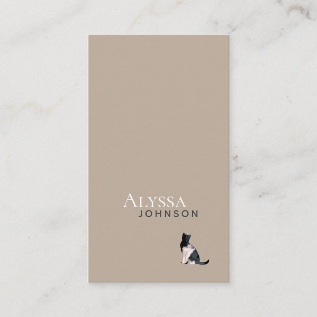 Ivory Brown Calico Cloud Cat Minimal Visitenkarte (Vorderseite)