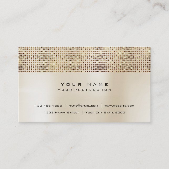 Ivory Brush Pearly Pink Gold Glitzer Sequin Visitenkarte (Vorderseite)